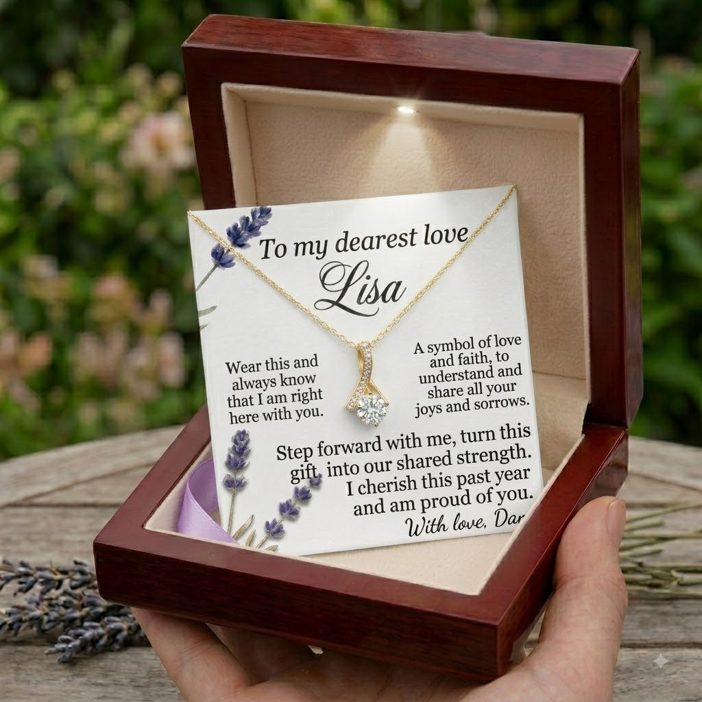 Personalized Love Necklace for Wife Girlfriend, Custom Name Necklace Gift with Message Card, Anniversary Birthday Jewelry Gift for Her