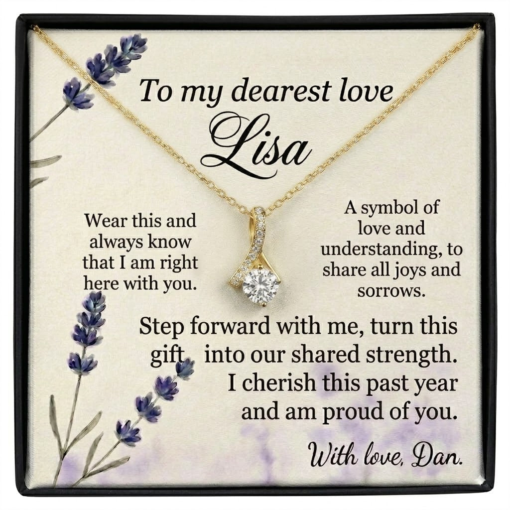 Personalized Love Necklace for Wife Girlfriend, Custom Name Necklace Gift with Message Card, Anniversary Birthday Jewelry Gift for Her