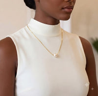 Elegant Sliding Pearl Gold Chain for Women, Elegant Self-Care Jewelry Gift, Timeless Everyday Pendant for Yourself
