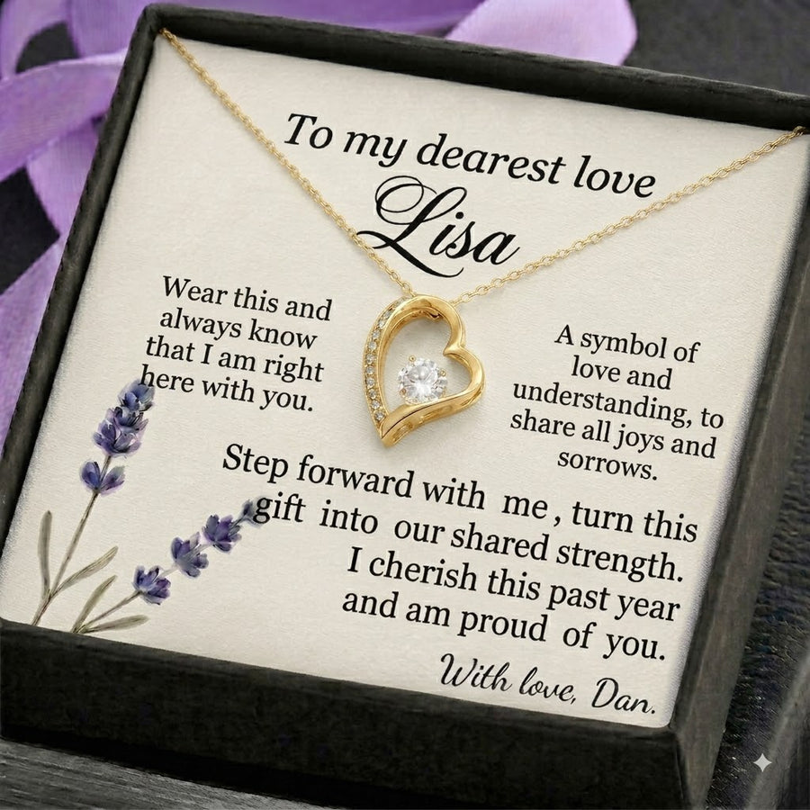 Personalized Love Necklace for Wife Girlfriend, Custom Name Necklace Gift with Message Card, Anniversary Birthday Jewelry Gift for Her