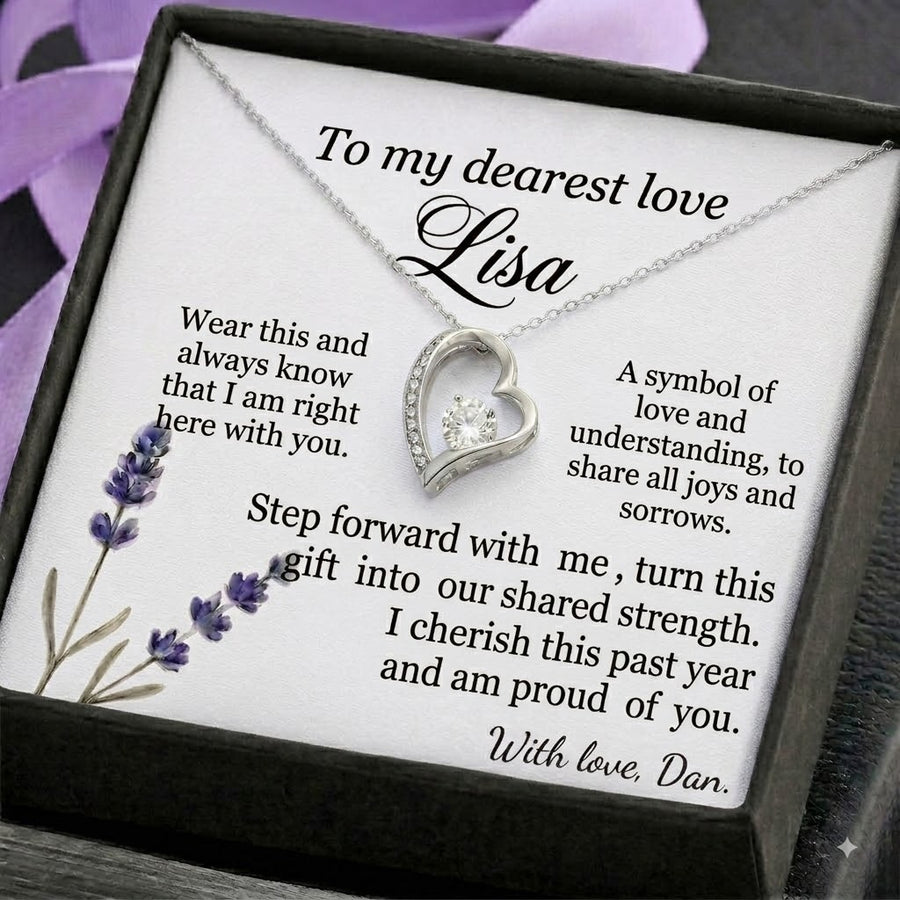 Personalized Love Necklace for Wife Girlfriend, Custom Name Necklace Gift with Message Card, Anniversary Birthday Jewelry Gift for Her