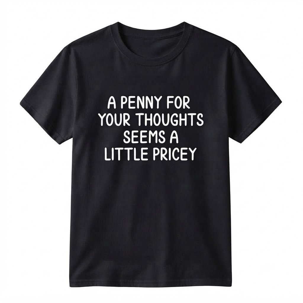 Funny Sarcastic T-Shirt - "A Penny For Your Thoughts Seems A Little Pricey" Graphic Tee