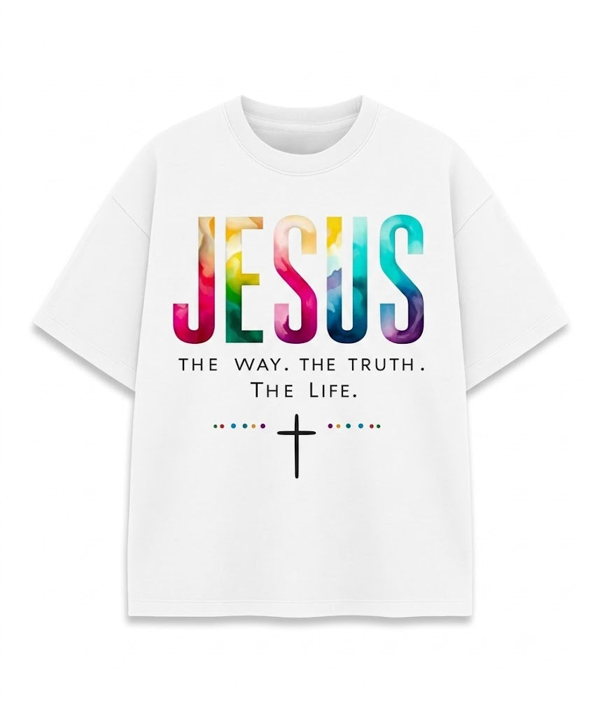 Jesus Cross Print Loose Fit T-Shirt