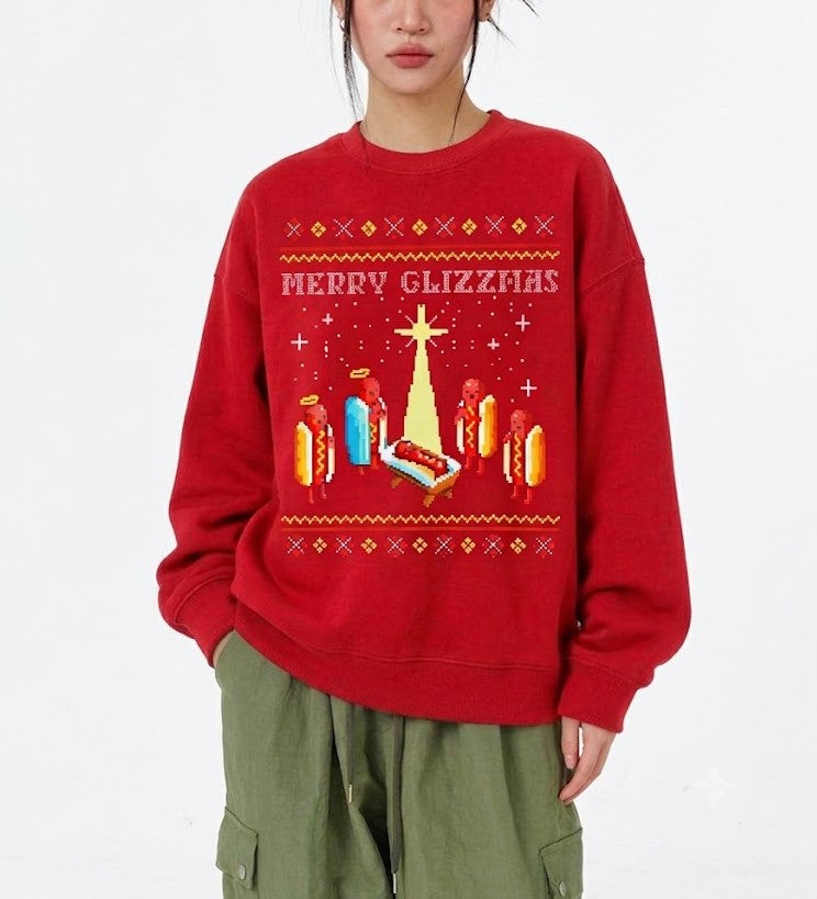 Merry Glizzmas Sweatshirt, Funny Glizzy Ugly Christmas Sweater