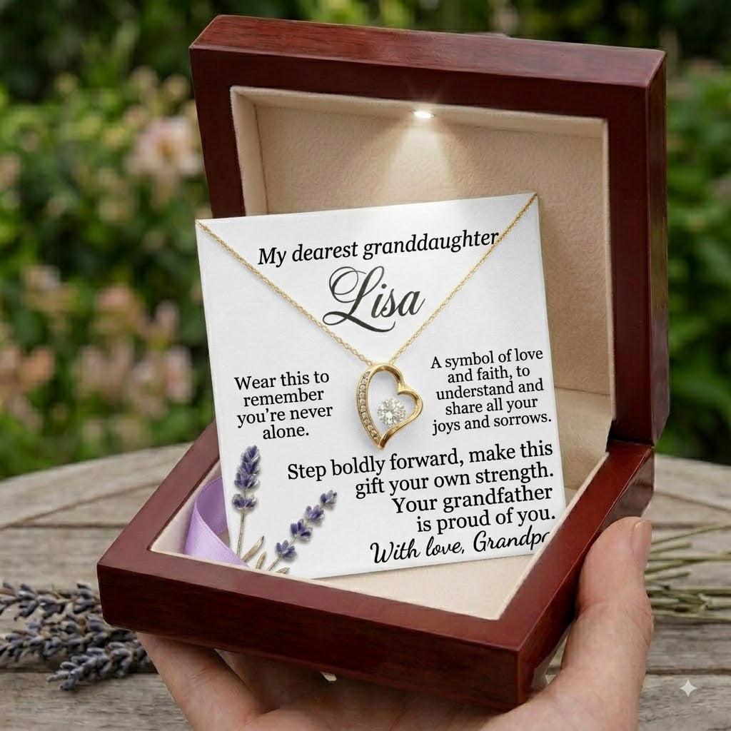 Personalized Name Necklace for Granddaughter - Free Engraving & Gift Box