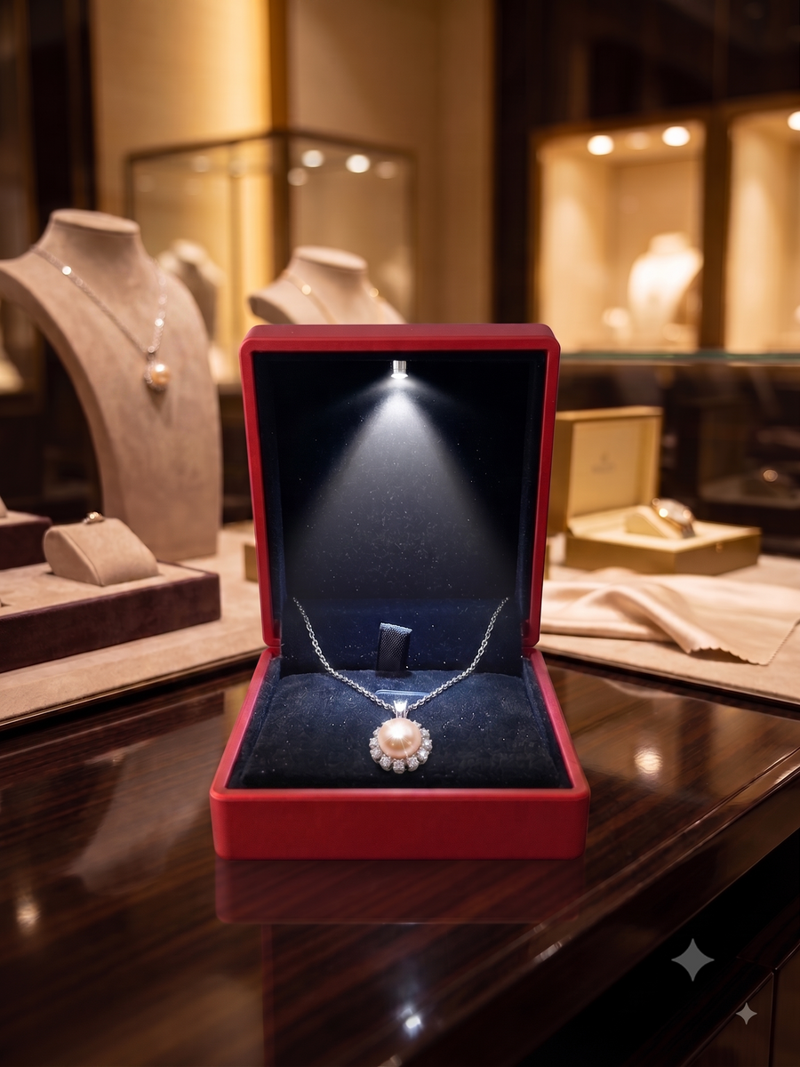 Pink Pearl Sunburst Halo Pendant Necklace, Luxury Self-Reward Jewelry for Women, Elegant Round Necklace Gift for Yourself