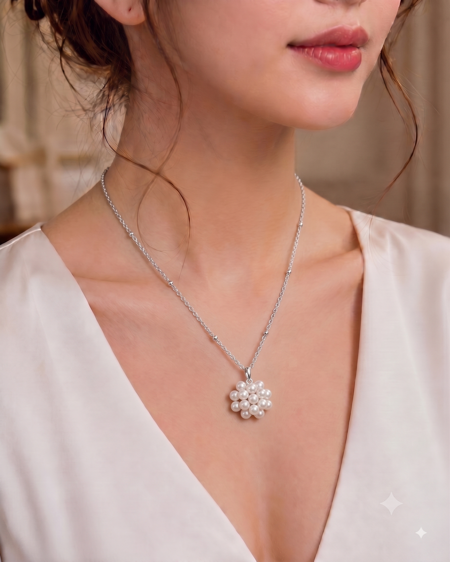 Cluster Pearl Ball Pendant Necklace, Luxury Self-Reward Jewelry for Women, Elegant Multi-Pearl Necklace Gift for Yourself