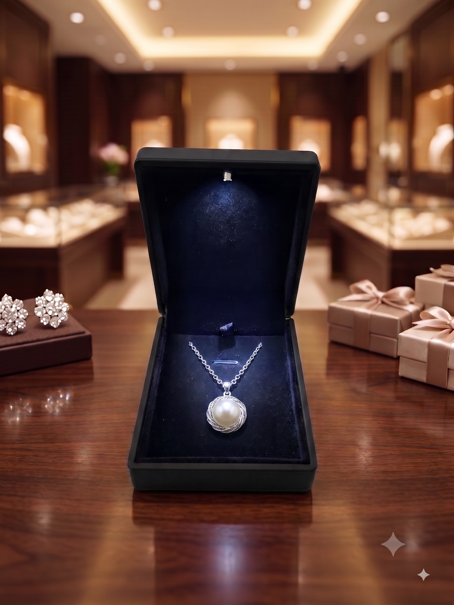 Wrapped Wire Pearl Pendant Necklace for Women, Luxury Self-Purchase Jewelry, Classic Nest Necklace