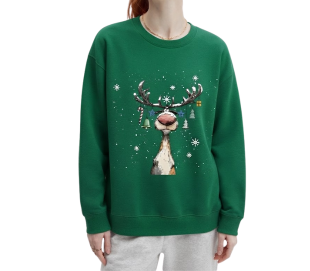 Cute Reindeer Holiday Sweatshirt, Festive Christmas Shirt
