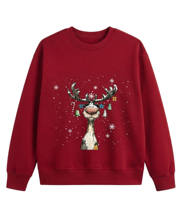 Cute Reindeer Holiday Sweatshirt, Festive Christmas Shirt