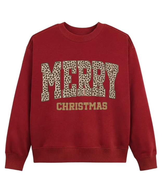 Merry Christmas Sweatshirt, Holiday Crewneck Pullover for Women