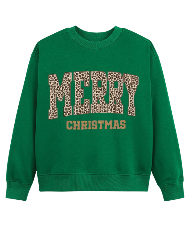 Merry Christmas Sweatshirt, Holiday Crewneck Pullover for Women