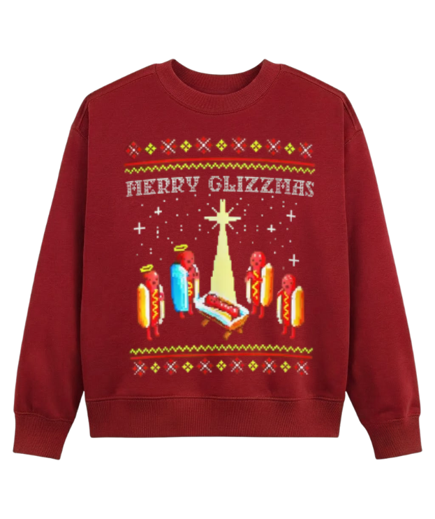 Merry Glizzmas Sweatshirt, Funny Glizzy Ugly Christmas Sweater