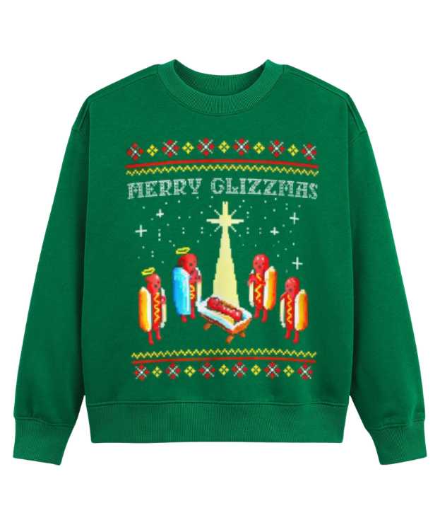 Merry Glizzmas Sweatshirt, Funny Glizzy Ugly Christmas Sweater