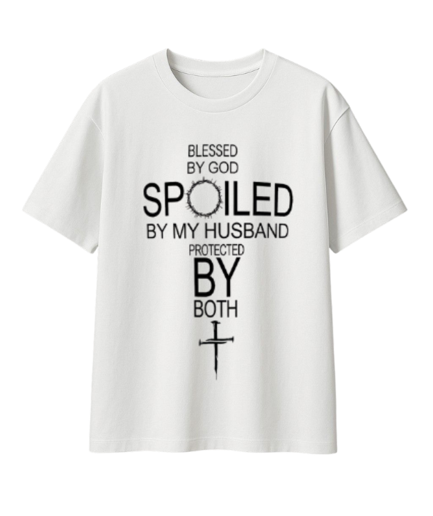 "Spoiled By Husband Protected By Both" Unisex Graphic T-Shirt