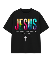 Jesus Cross Print Loose Fit T-Shirt