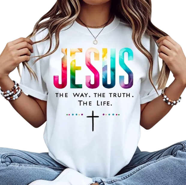Jesus Cross Print Loose Fit T-Shirt
