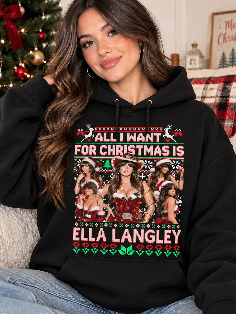 Christmas Country Music Graphic Hoodie, Vintage Western Holiday Pullover, Festive Seasonal Apparel for Country Music Fans