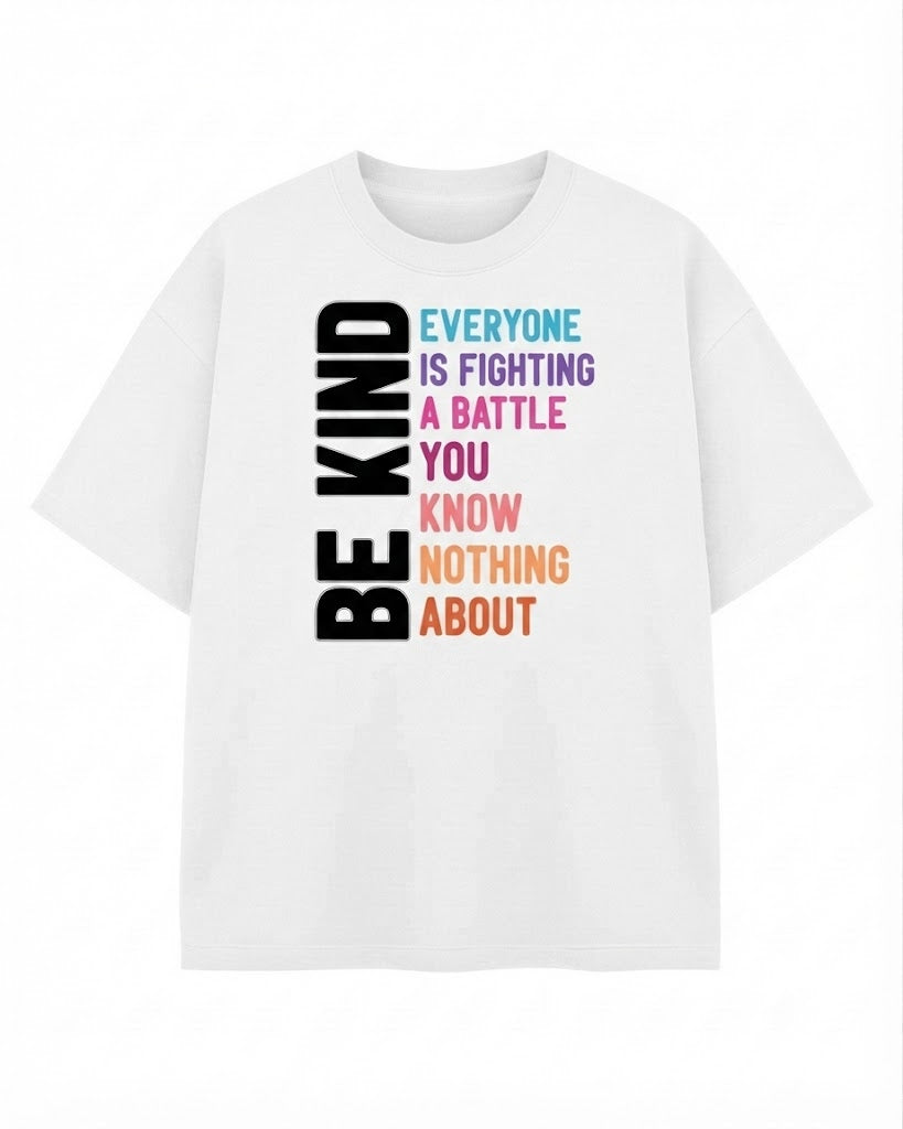 Women's "Be Kind" T-Shirt – Casual Crew Neck Inspirational Quote Graphic Tee, Loose Short Sleeve All-Season Top