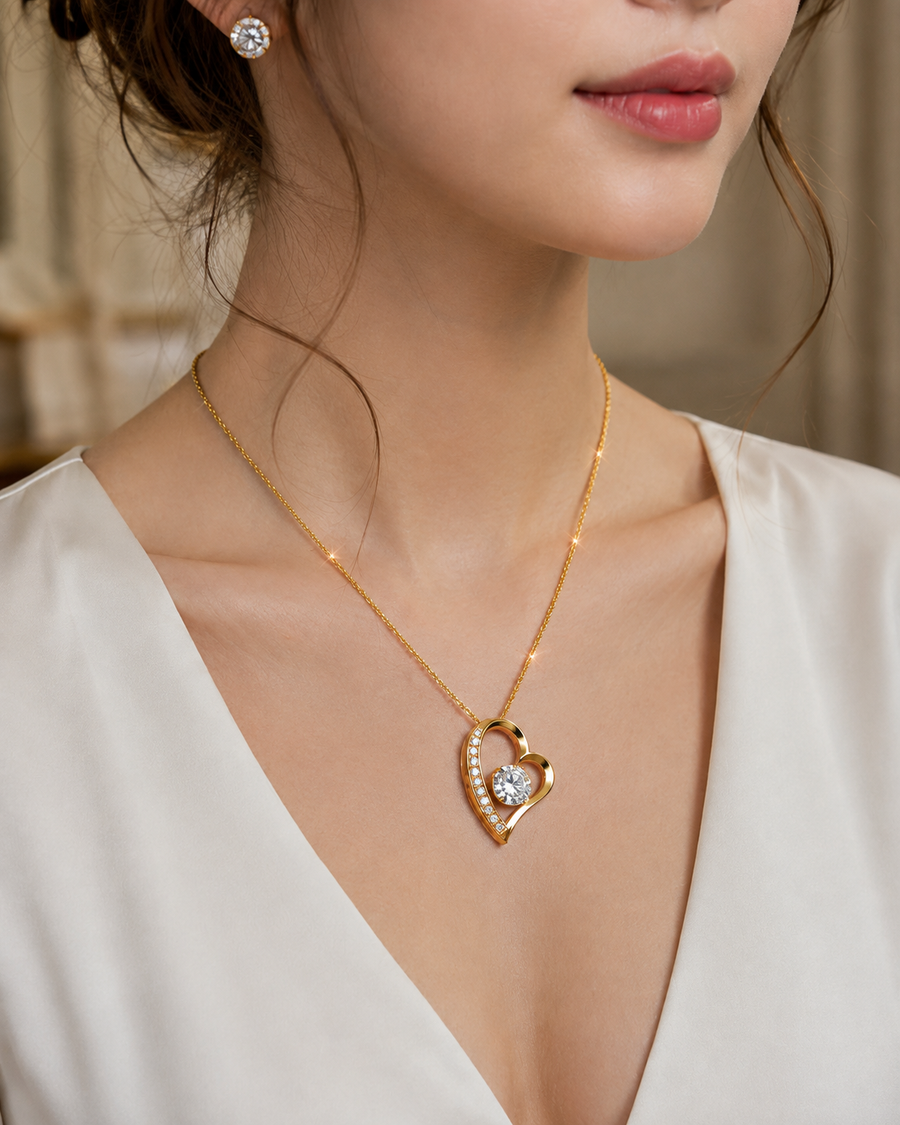 Personalized Love Necklace for Wife Girlfriend, Custom Name Necklace Gift with Message Card, Anniversary Birthday Jewelry Gift for Her