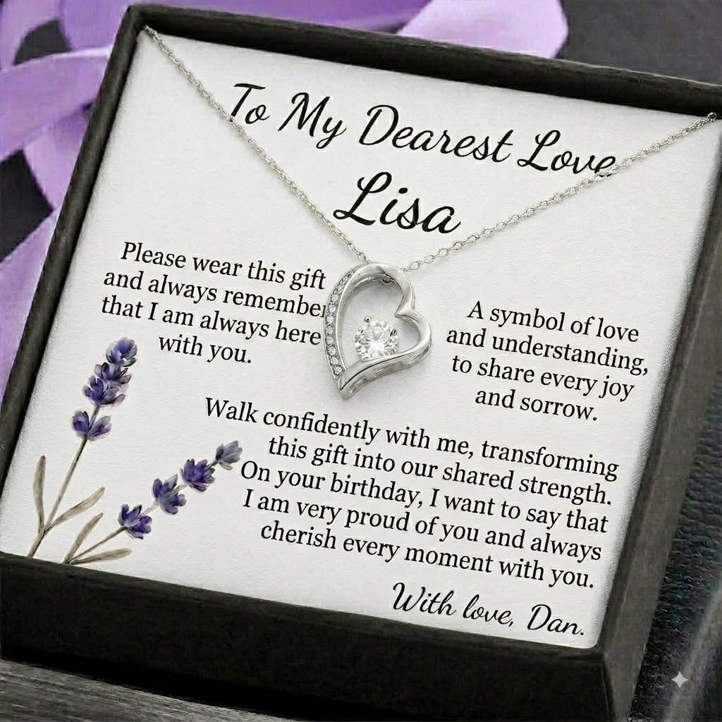 Personalized Love Necklace for Wife Girlfriend, Custom Name Necklace Gift with Message Card, Anniversary Birthday Jewelry Gift for Her