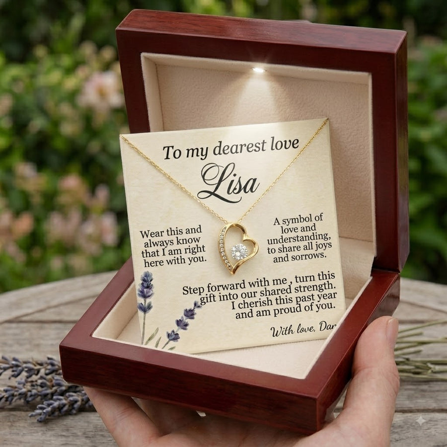 Personalized Love Necklace for Wife Girlfriend, Custom Name Necklace Gift with Message Card, Anniversary Birthday Jewelry Gift for Her