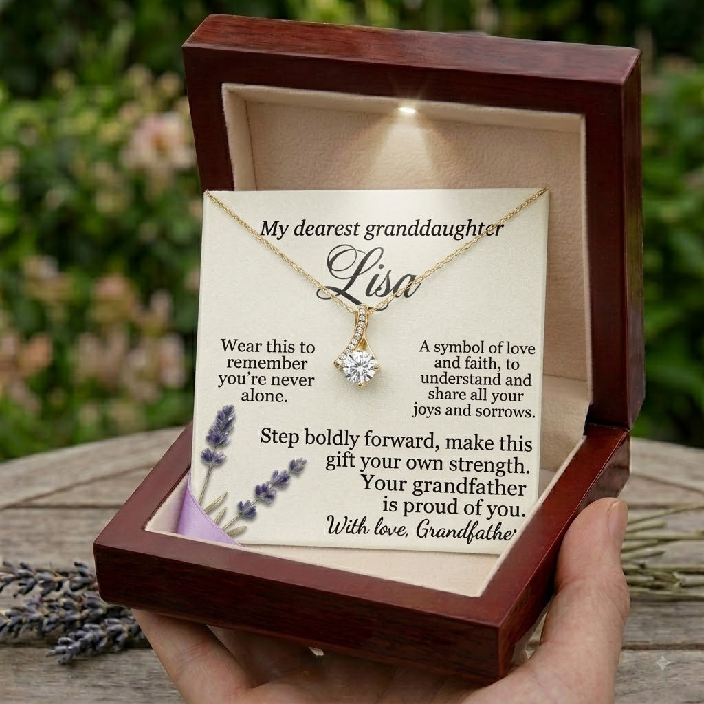 Personalized Name Necklace for Granddaughter - Free Engraving & Gift Box