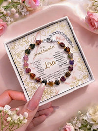 Custom Granddaughter Bracelet, Personalized Heart Crystal Bracelet, To My Granddaughter Gift Box