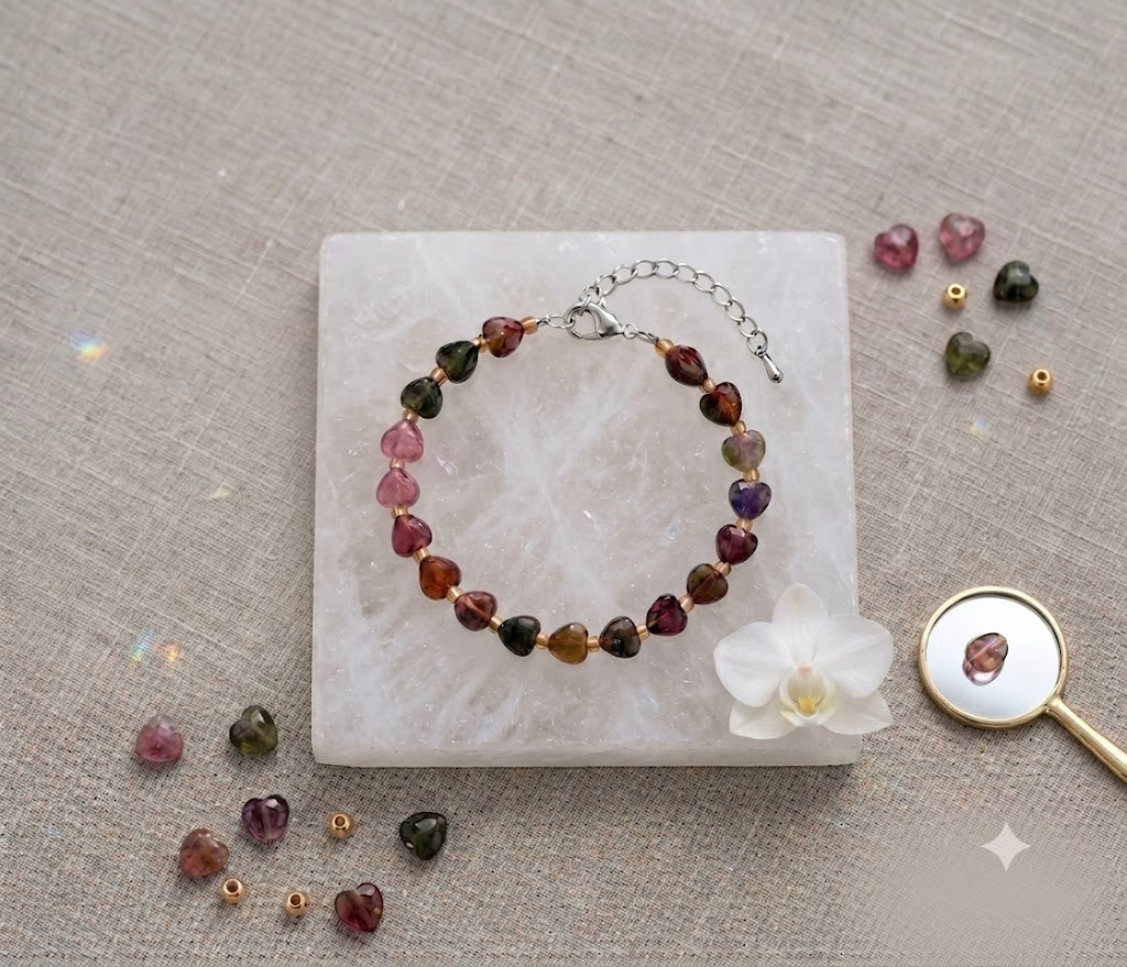 Personalized Heart Stone Bracelet for Daughter, Custom Birthday Message Card Jewelry, Meaningful Gift from Dad, Birthday Gift for Her