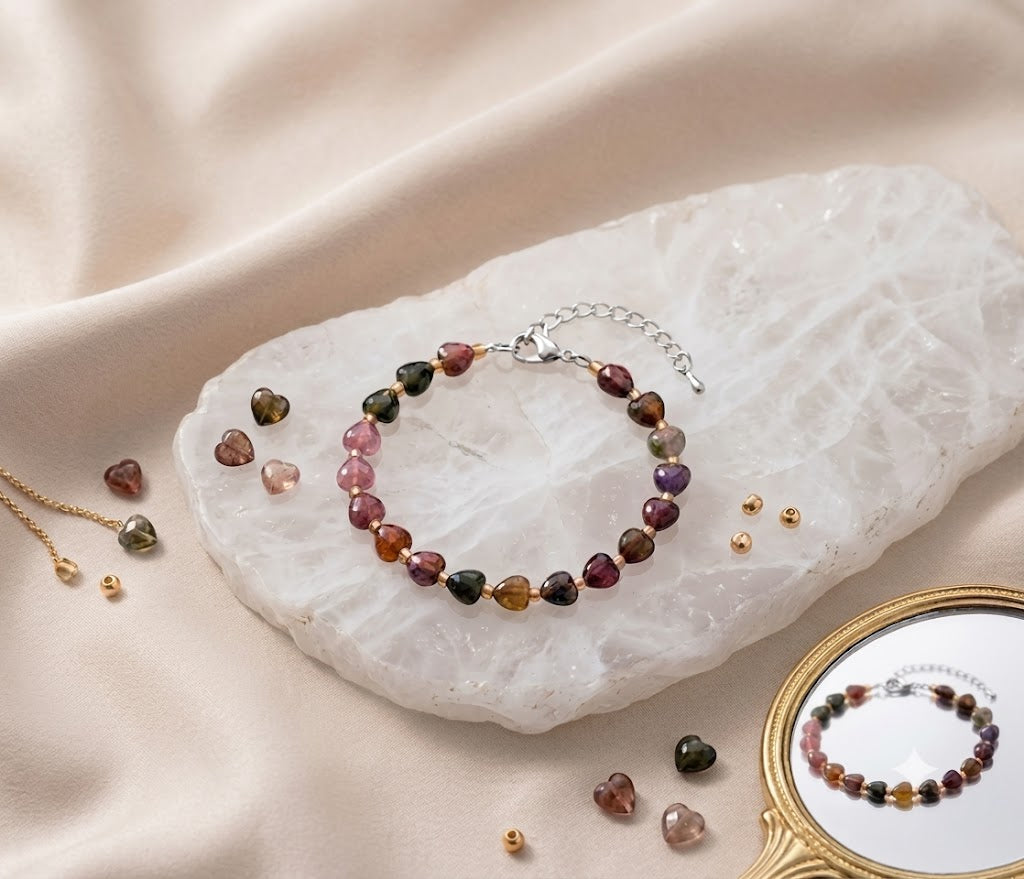 Personalized Heart Stone Bracelet for Granddaughter, Custom Message Card Jewelry, Meaningful Gift from Grandfather,
